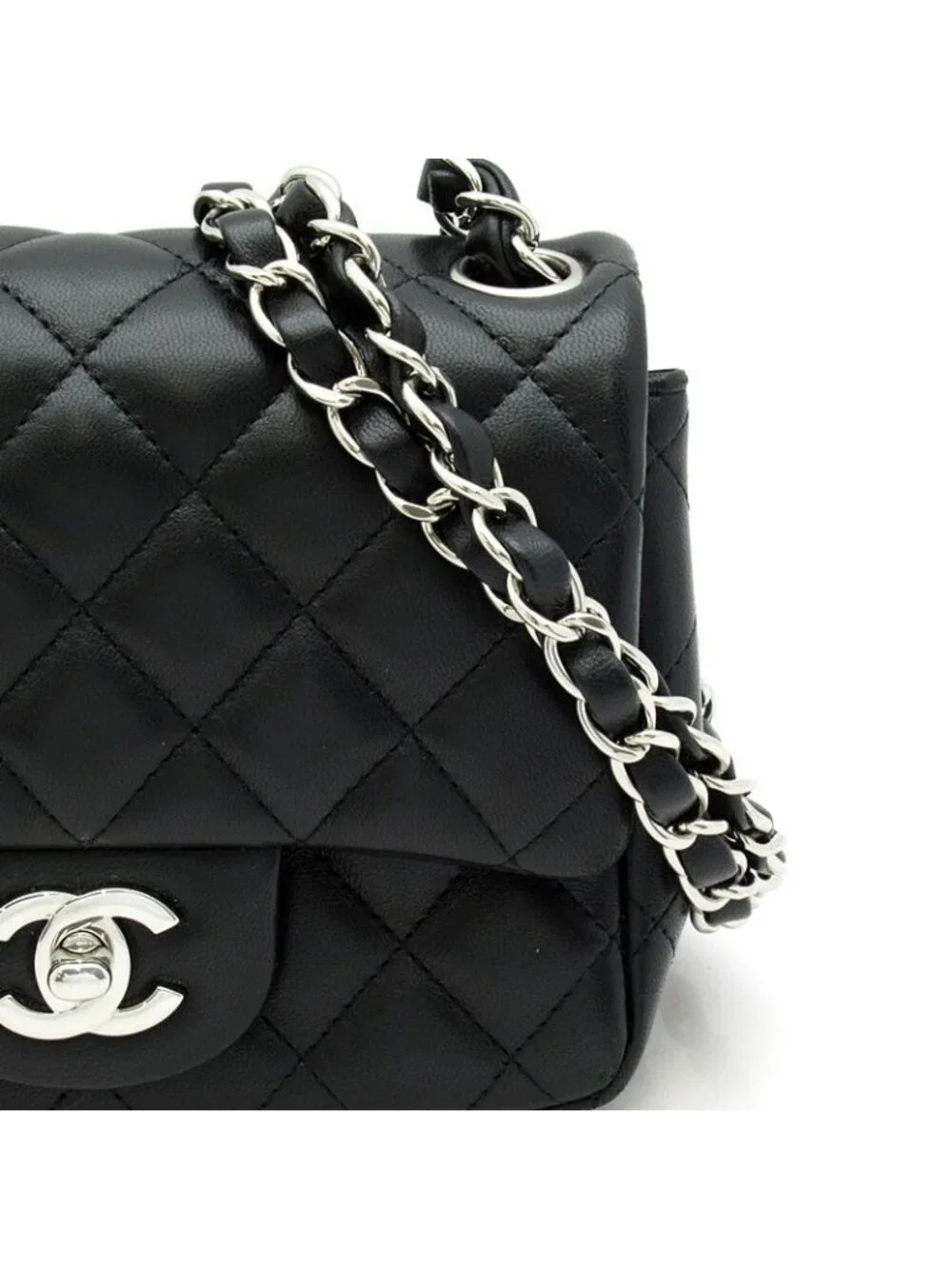 Chanel Mini Quilted Chain Shoulder Bag Lambskin Black